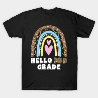 Heart Rainbow Teacher Student Back To School Hello 3rd Grade T-Shirt